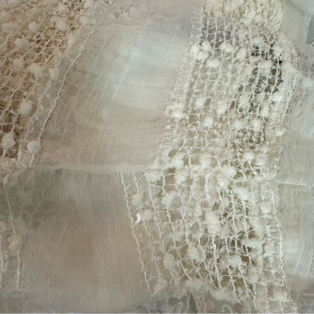Elegant Cream Lace Infinity Scarf 14” W x 72” L - Picture 6 of 7